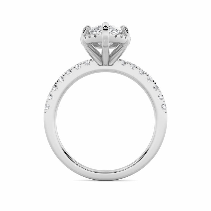 2Cttw Marquise Shaped Lab Grown Diamond (F/VS) Halo Accented Engagement Ring in 14K Gold