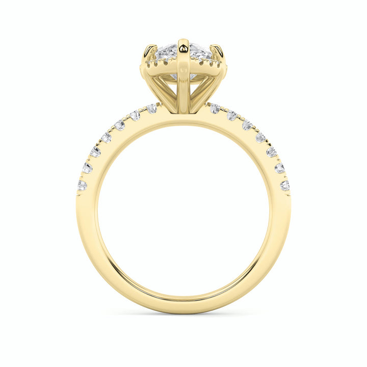 2Cttw Marquise Shaped Lab Grown Diamond (F/VS) Halo Accented Engagement Ring in 14K Gold