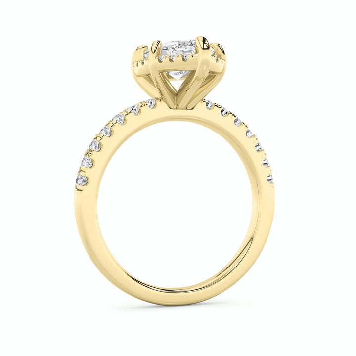 2Cttw Marquise Shaped Lab Grown Diamond (F/VS) Halo Accented Engagement Ring in 14K Gold