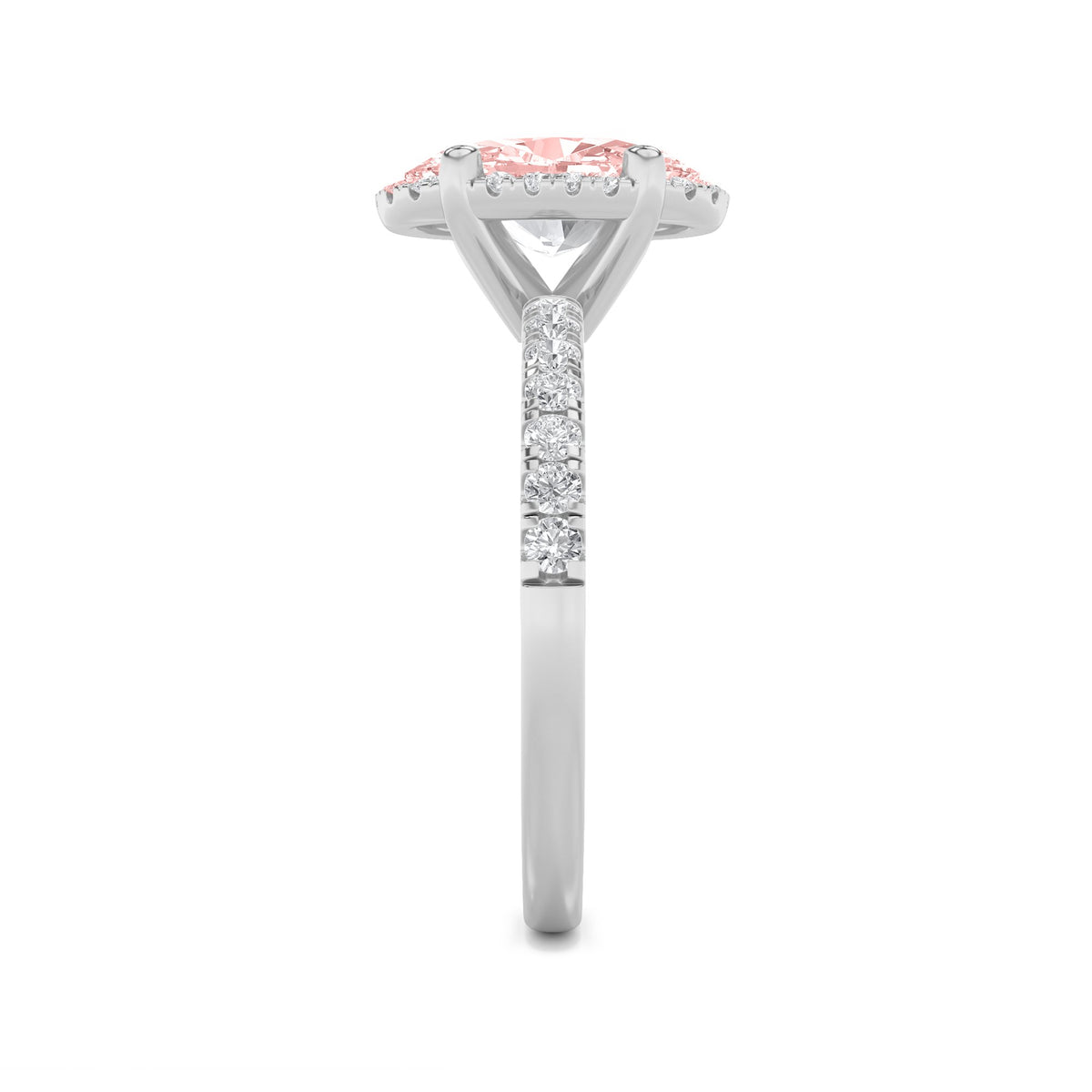 2Cttw Oval Shaped Lab Grown Diamond (F/VS) Halo Accented Engagement Ring in 14K Gold