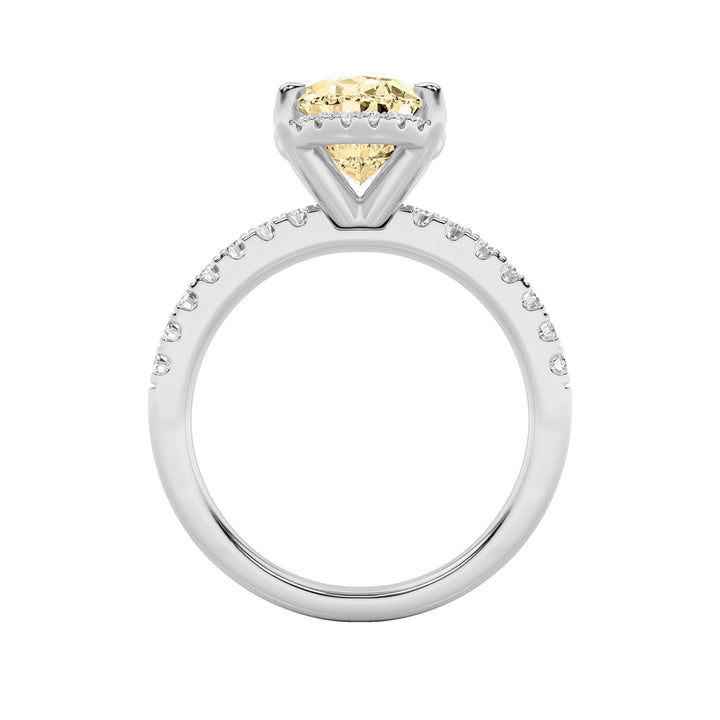 2Cttw Oval Shaped Lab Grown Diamond (F/VS) Halo Accented Engagement Ring in 14K Gold