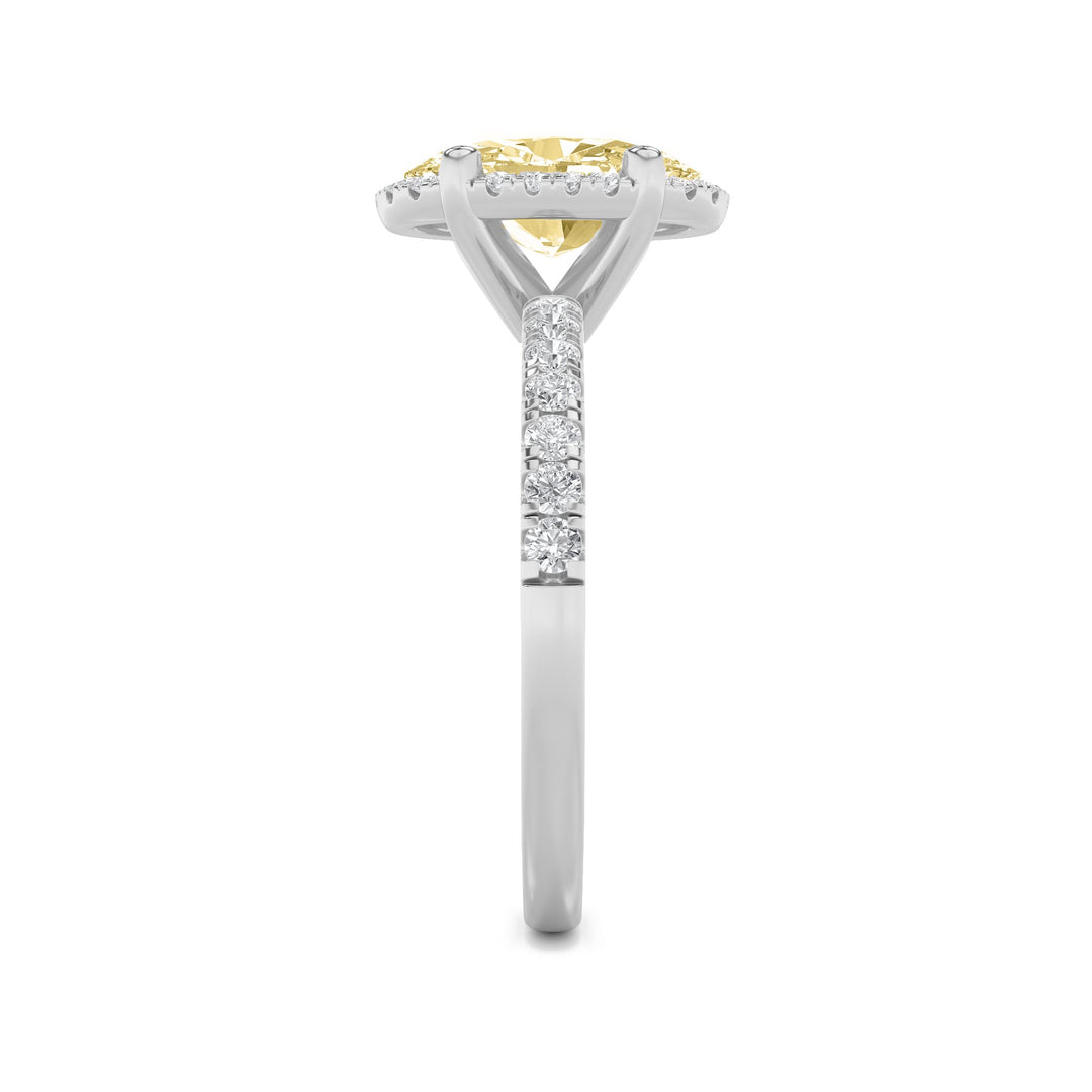 2Cttw Oval Shaped Lab Grown Diamond (F/VS) Halo Accented Engagement Ring in 14K Gold