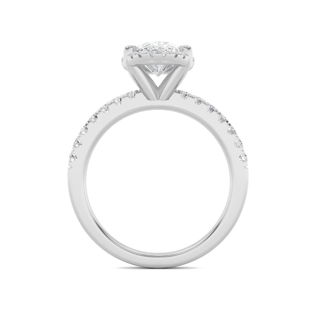2Cttw Oval Shaped Lab Grown Diamond (G/VS) Halo Accented Engagement Ring in 14K Gold