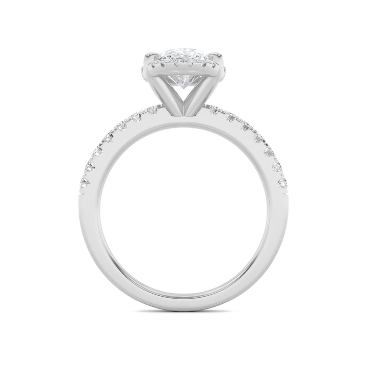2Cttw Oval Shaped Lab Grown Diamond (G/VS) Halo Accented Engagement Ring in 14K Gold