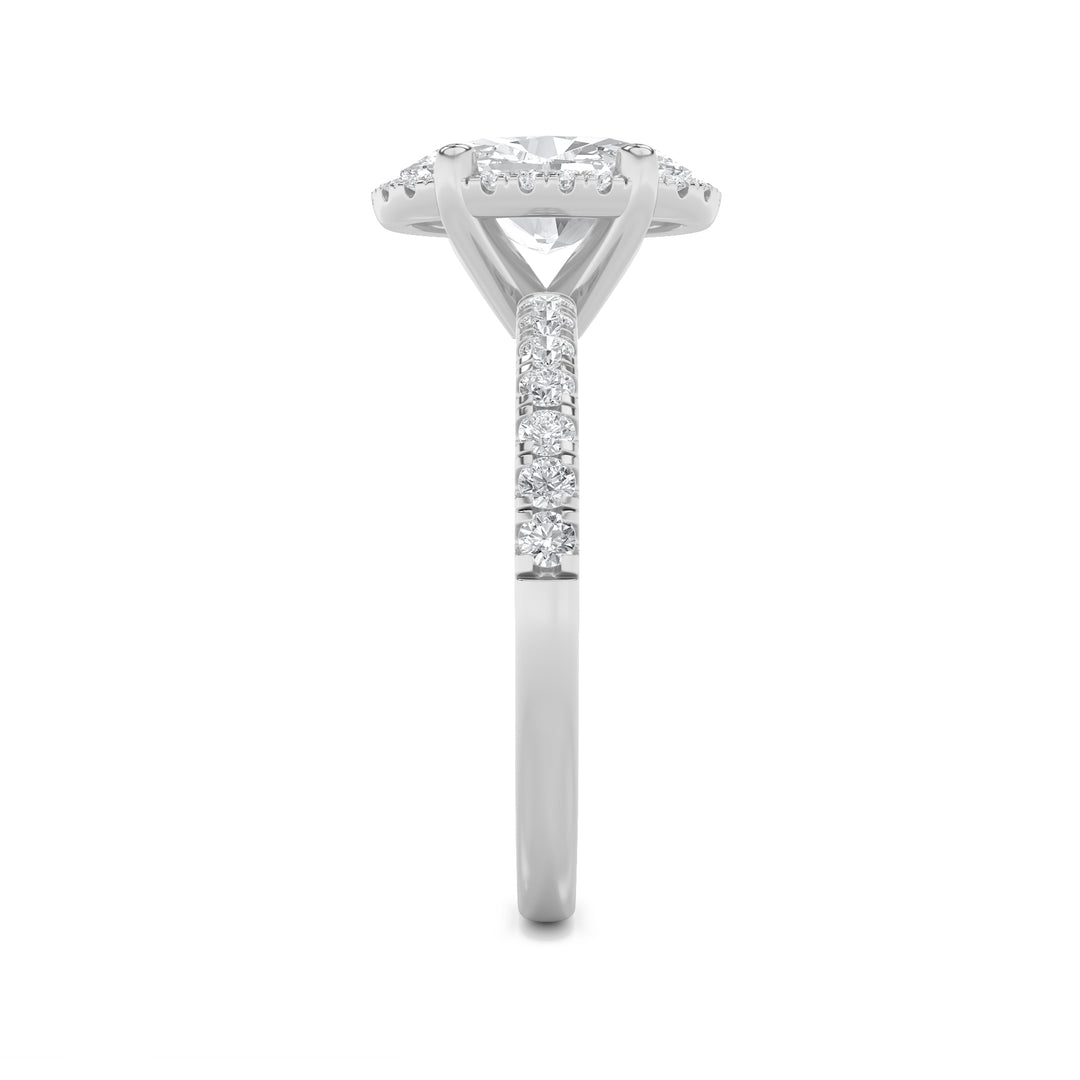 2Cttw Oval Shaped Lab Grown Diamond (G/VS) Halo Accented Engagement Ring in 14K Gold
