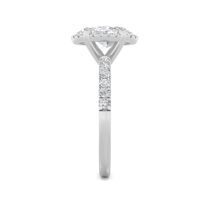 2Cttw Oval Shaped Lab Grown Diamond (G/VS) Halo Accented Engagement Ring in 14K Gold