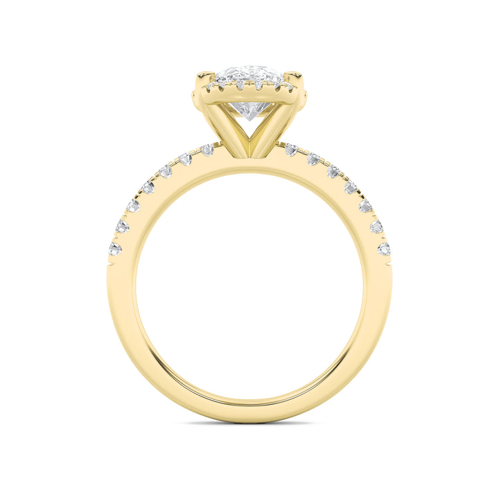 2Cttw Oval Shaped Lab Grown Diamond (F/VS) Halo Accented Engagement Ring in 14K Gold