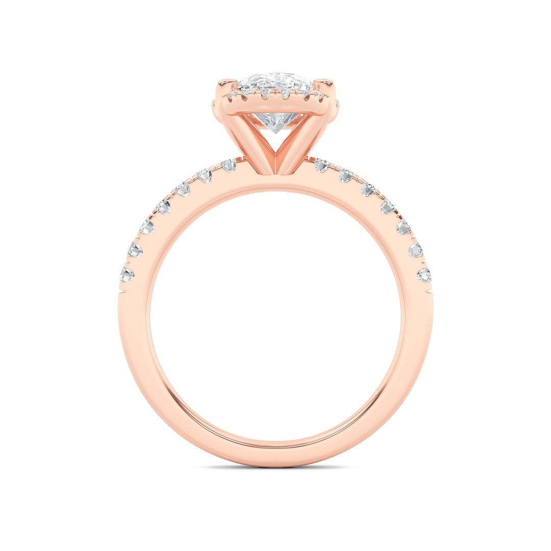 2Cttw Oval Shaped Lab Grown Diamond (G/VS) Halo Accented Engagement Ring in 14K Gold