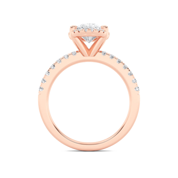 2Cttw Oval Shaped Lab Grown Diamond (G/VS) Halo Accented Engagement Ring in 14K Gold