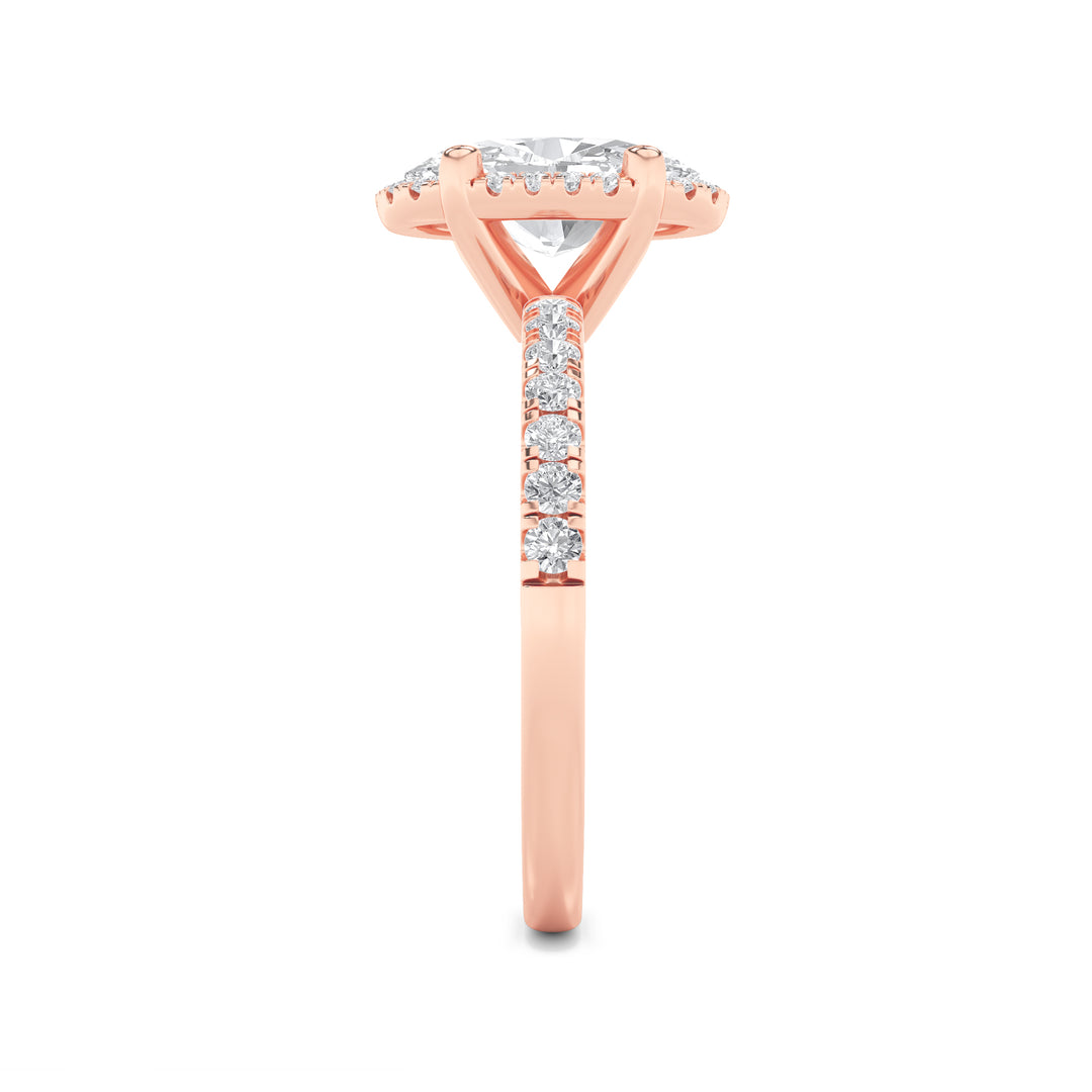 2Cttw Oval Shaped Lab Grown Diamond (G/VS) Halo Accented Engagement Ring in 14K Gold