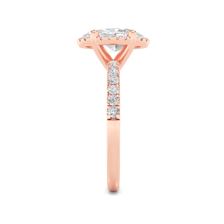 2Cttw Oval Shaped Lab Grown Diamond (G/VS) Halo Accented Engagement Ring in 14K Gold