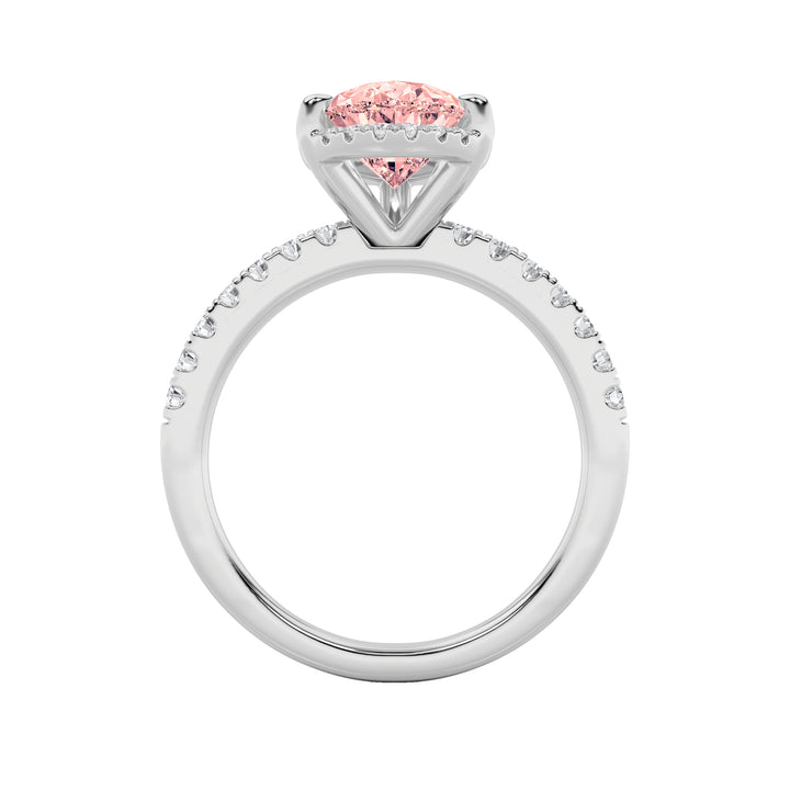 2Cttw Pear Shaped Lab Grown Diamond (F/VS) Halo Accented Engagement Ring in 14K Gold