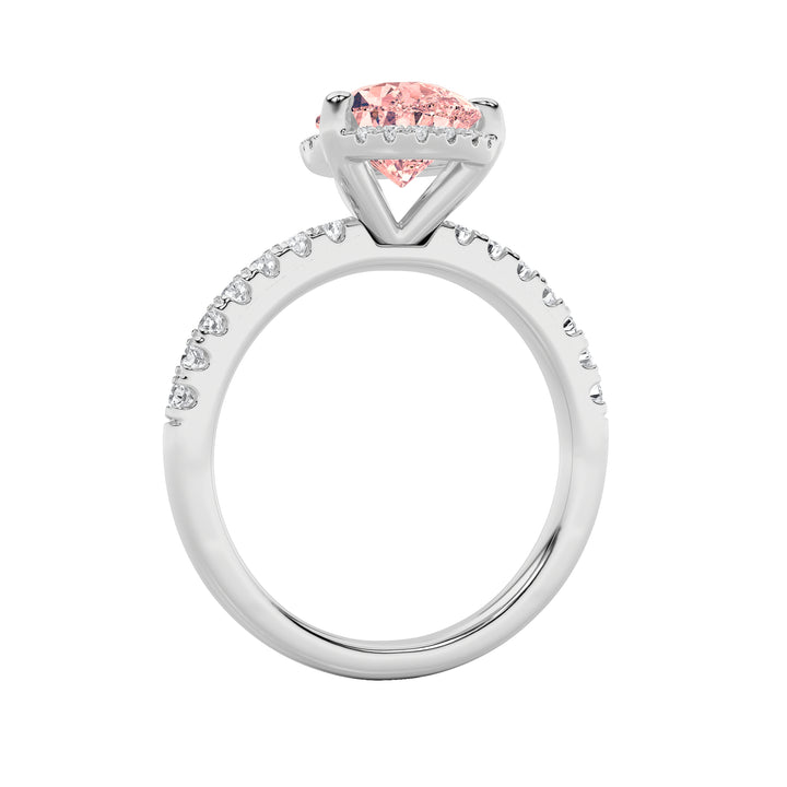 2Cttw Pear Shaped Lab Grown Diamond (F/VS) Halo Accented Engagement Ring in 14K Gold