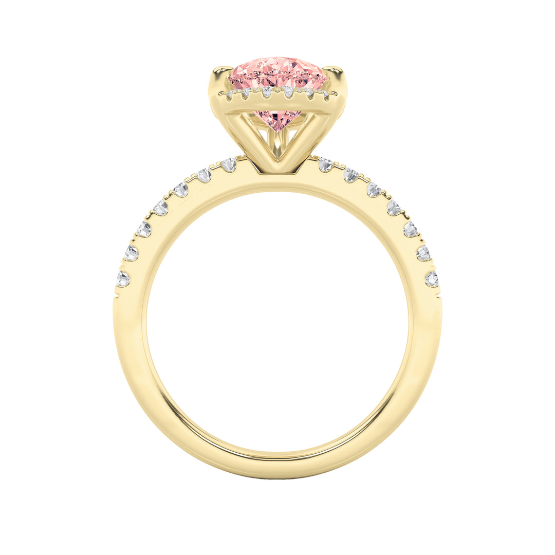 2Cttw Pear Shaped Lab Grown Diamond (F/VS) Halo Accented Engagement Ring in 14K Gold