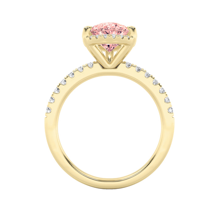 2Cttw Pear Shaped Lab Grown Diamond (F/VS) Halo Accented Engagement Ring in 14K Gold