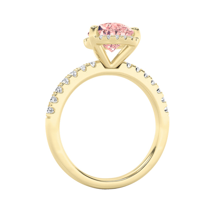 2Cttw Pear Shaped Lab Grown Diamond (F/VS) Halo Accented Engagement Ring in 14K Gold