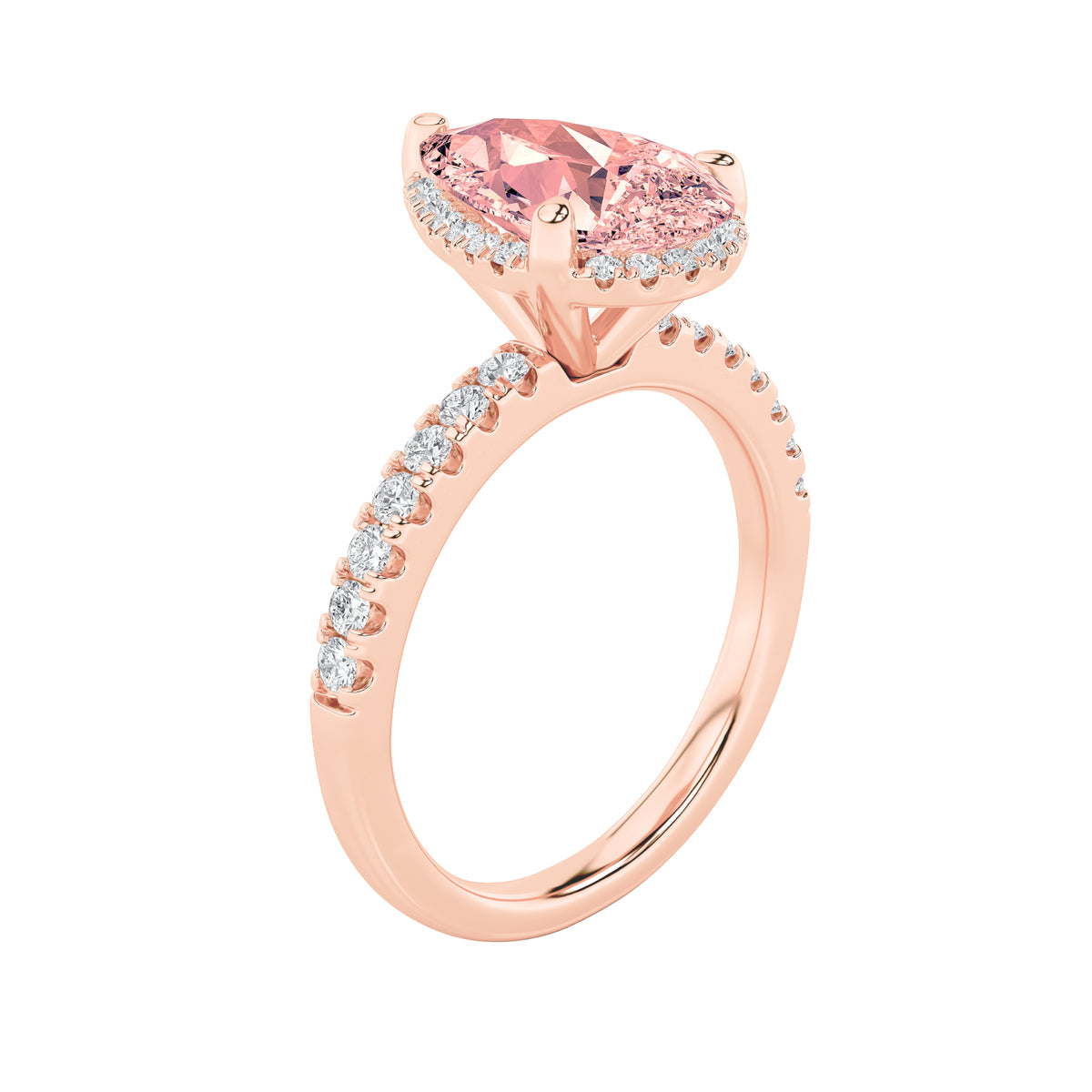2Cttw Pear Shaped Lab Grown Diamond (F/VS) Halo Accented Engagement Ring in 14K Gold