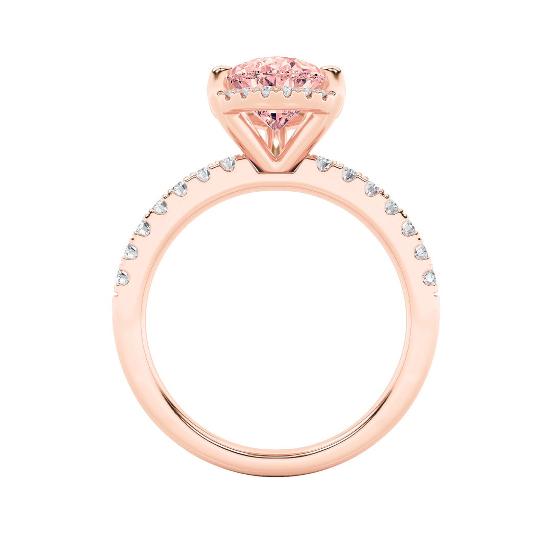2Cttw Pear Shaped Lab Grown Diamond (F/VS) Halo Accented Engagement Ring in 14K Gold