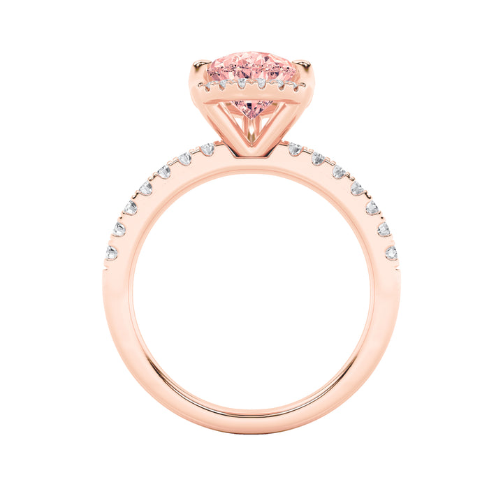 2Cttw Pear Shaped Lab Grown Diamond (F/VS) Halo Accented Engagement Ring in 14K Gold
