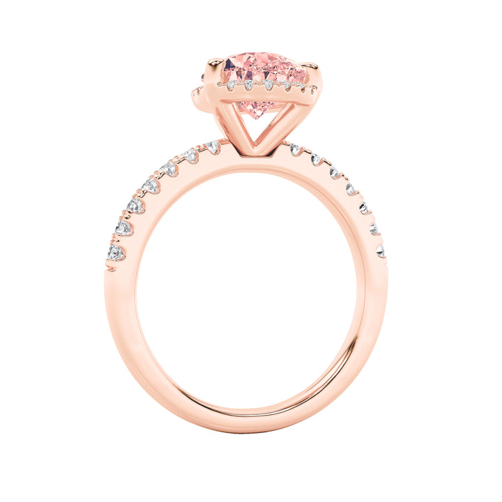 2Cttw Pear Shaped Lab Grown Diamond (F/VS) Halo Accented Engagement Ring in 14K Gold