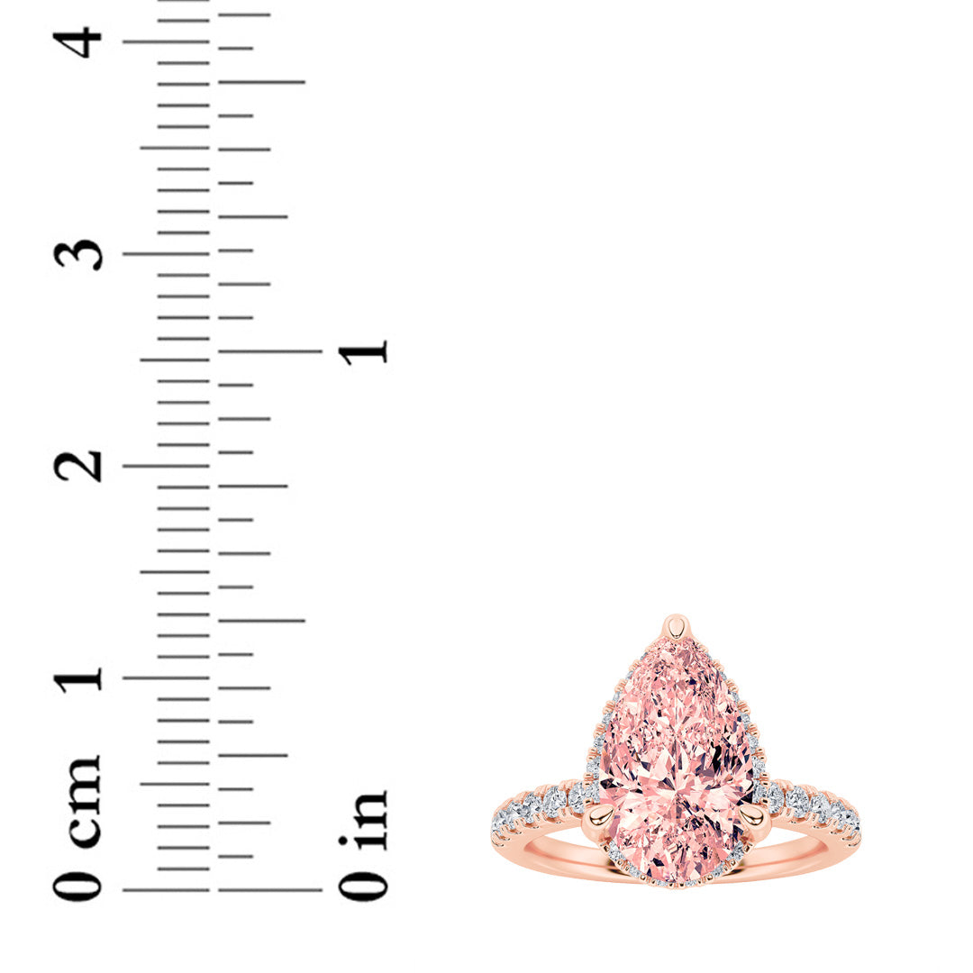 2Cttw Pear Shaped Lab Grown Diamond (F/VS) Halo Accented Engagement Ring in 14K Gold