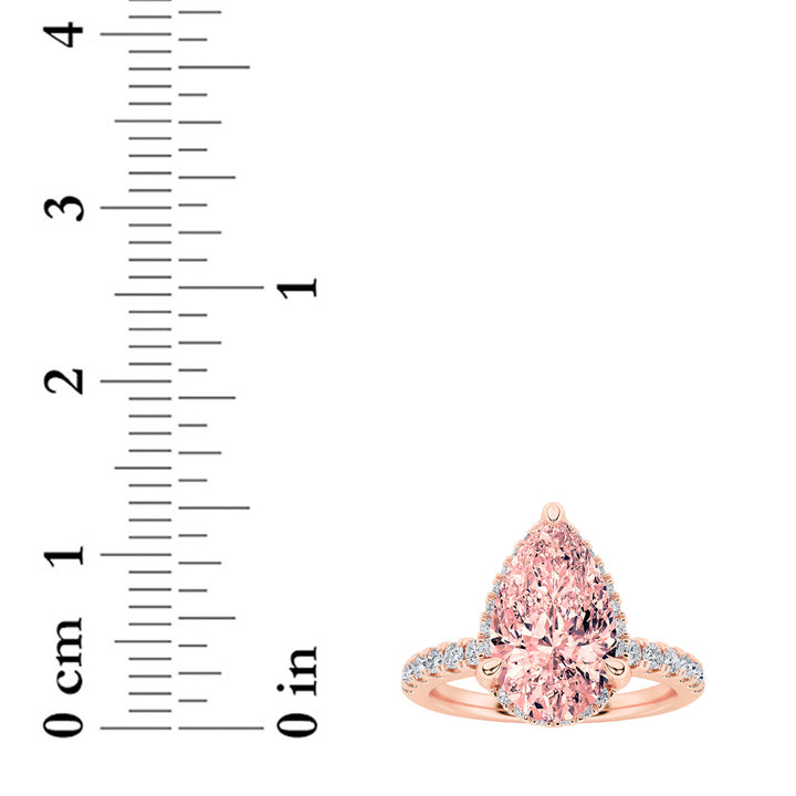 2Cttw Pear Shaped Lab Grown Diamond (F/VS) Halo Accented Engagement Ring in 14K Gold