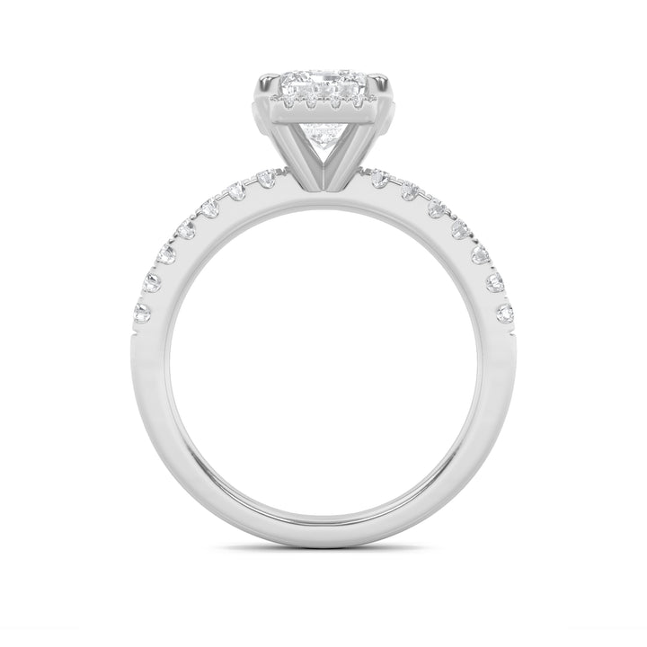 2Cttw Radiant Shaped Lab Grown Diamond (F/VS) Halo Accented Engagement Ring in 14K Gold