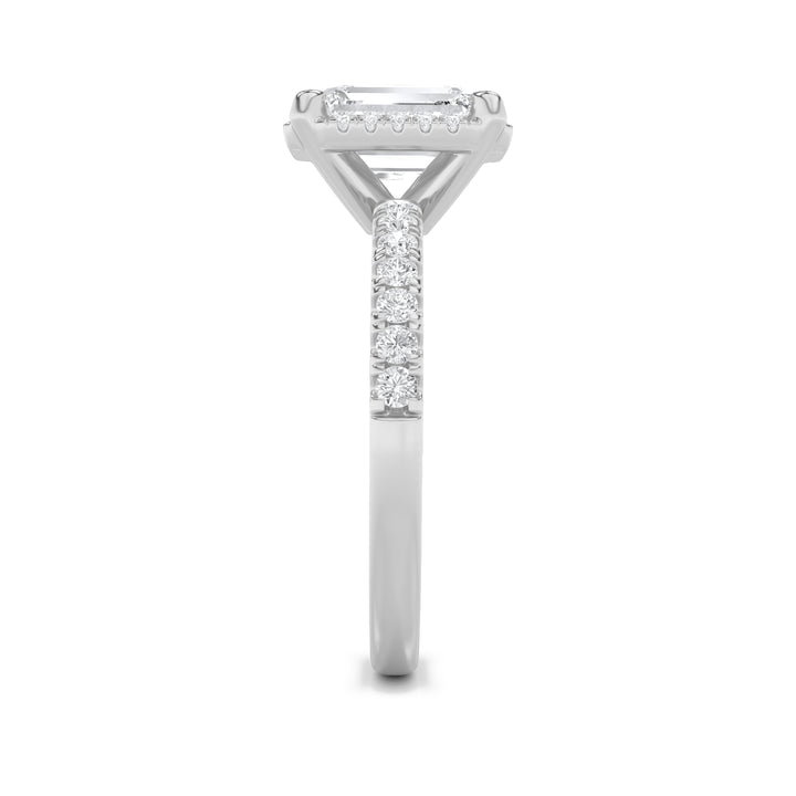 2Cttw Radiant Shaped Lab Grown Diamond (F/VS) Halo Accented Engagement Ring in 14K Gold