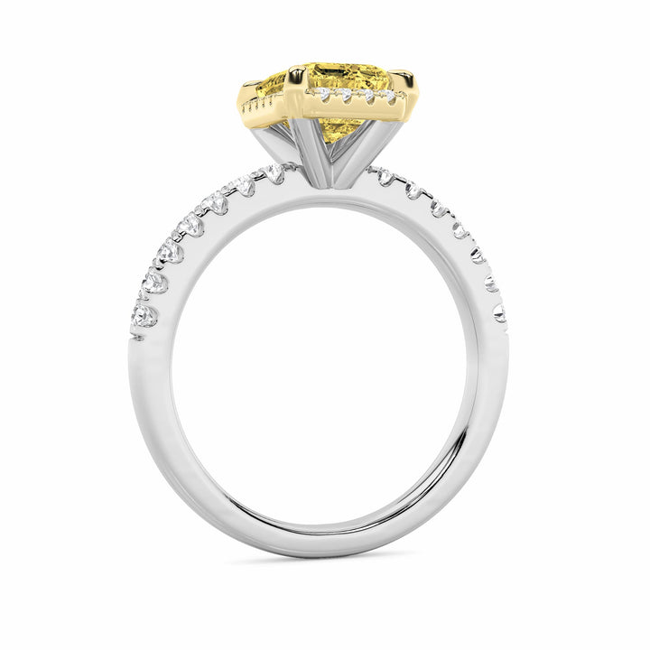 2Cttw Radiant Shaped Lab Grown Diamond (F/VS) Halo Accented Engagement Ring in 14K Gold