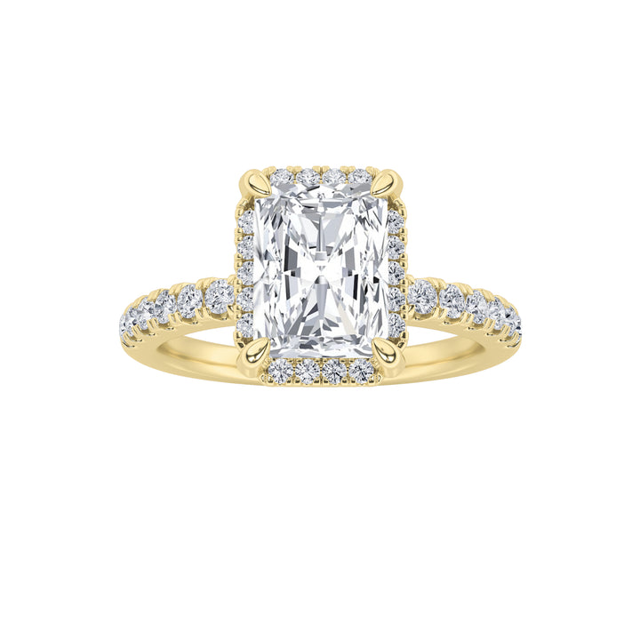 2Cttw Radiant Shaped Lab Grown Diamond (F/VS) Halo Accented Engagement Ring in 14K Gold