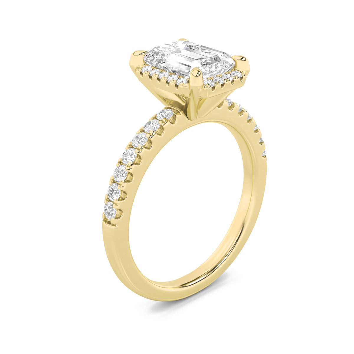2Cttw Radiant Shaped Lab Grown Diamond (F/VS) Halo Accented Engagement Ring in 14K Gold