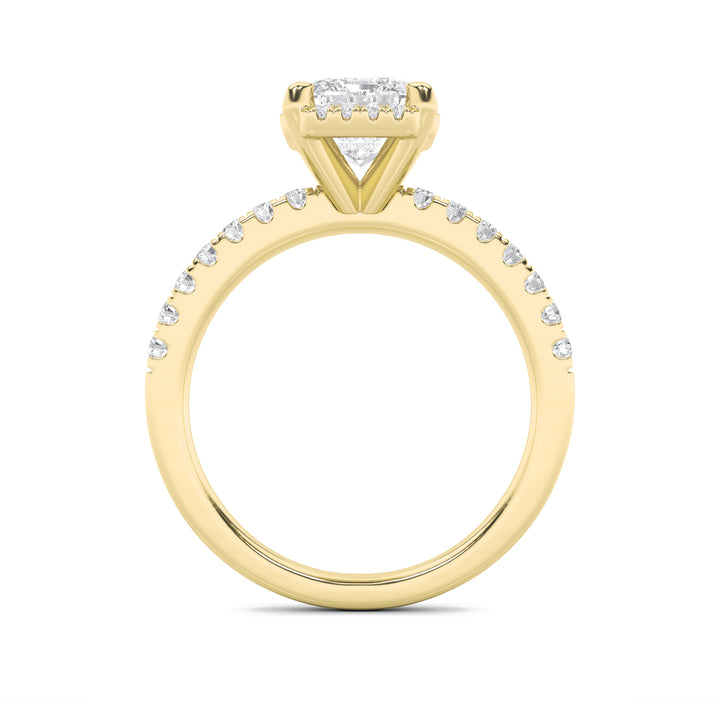 2Cttw Radiant Shaped Lab Grown Diamond (F/VS) Halo Accented Engagement Ring in 14K Gold