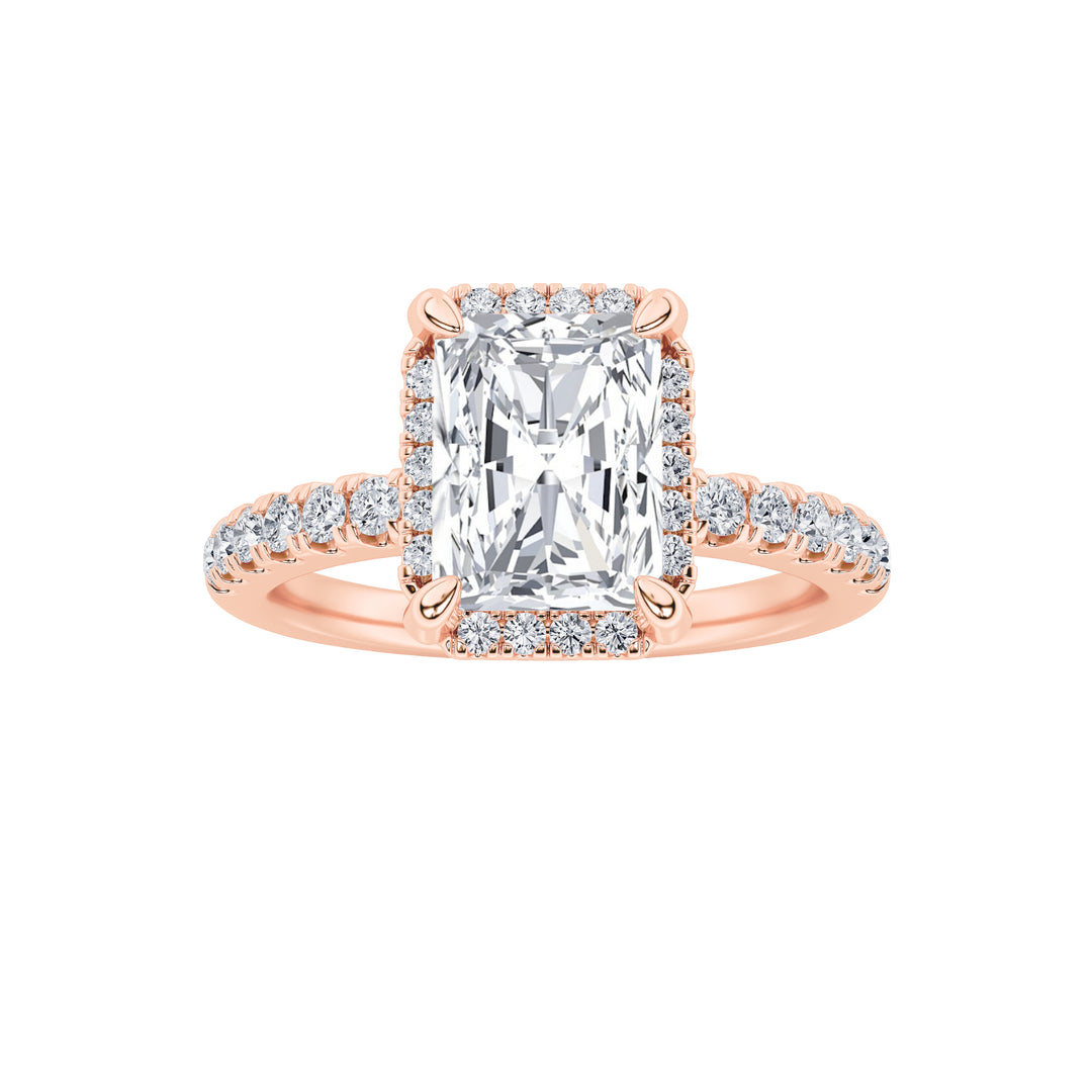 2Cttw Radiant Shaped Lab Grown Diamond (F/VS) Halo Accented Engagement Ring in 14K Gold