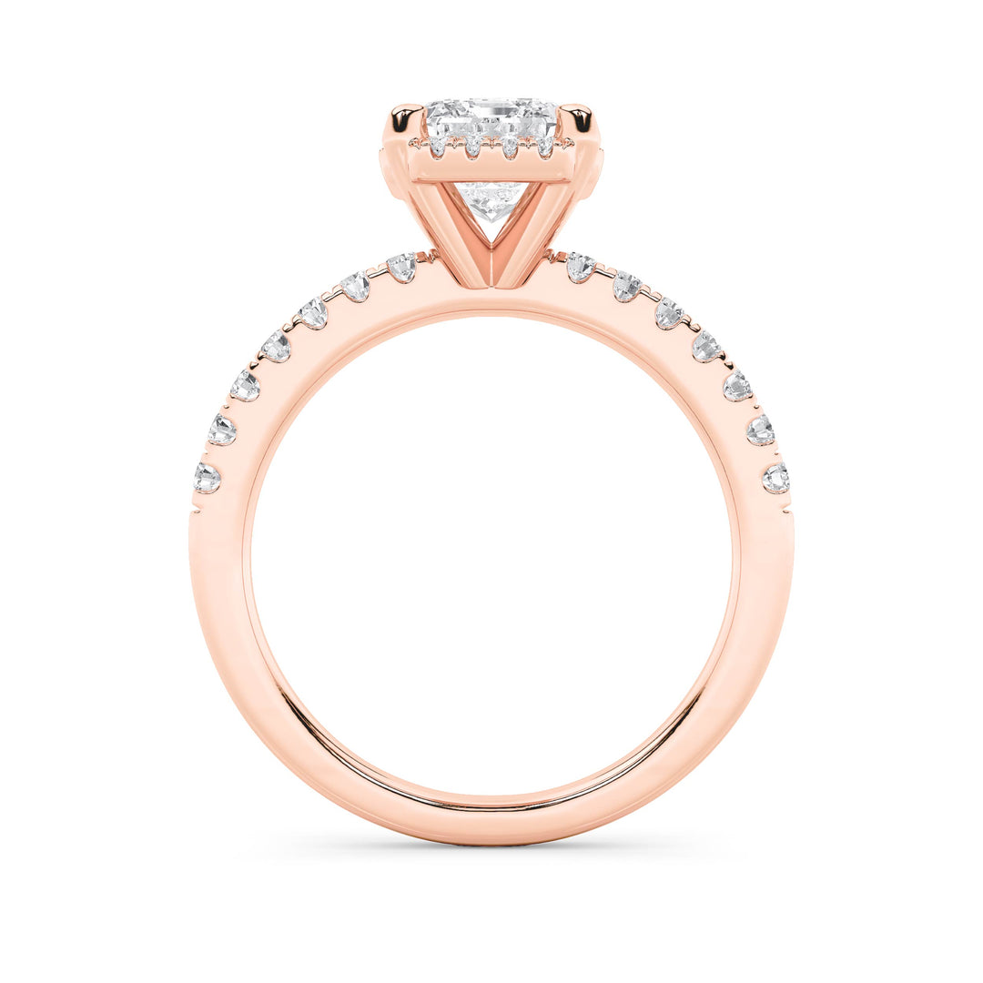 2Cttw Radiant Shaped Lab Grown Diamond (F/VS) Halo Accented Engagement Ring in 14K Gold