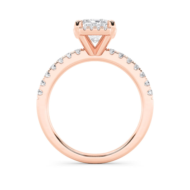 2Cttw Radiant Shaped Lab Grown Diamond (F/VS) Halo Accented Engagement Ring in 14K Gold