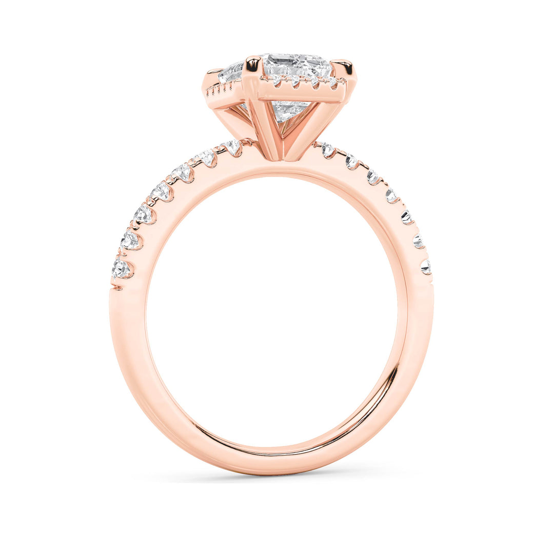 2Cttw Radiant Shaped Lab Grown Diamond (F/VS) Halo Accented Engagement Ring in 14K Gold