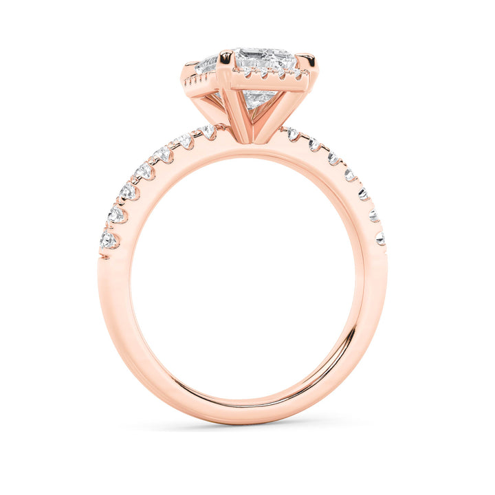 2Cttw Radiant Shaped Lab Grown Diamond (F/VS) Halo Accented Engagement Ring in 14K Gold