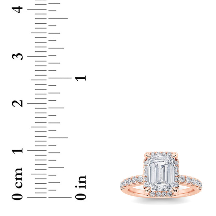 2Cttw Radiant Shaped Lab Grown Diamond (F/VS) Halo Accented Engagement Ring in 14K Gold
