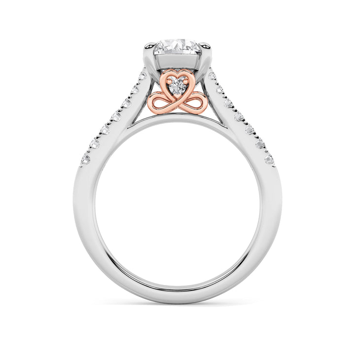 2.5Cttw Round Shaped Lab Grown Diamond (F/VS) Petite Shank Accented Engagement Ring in 14K Gold