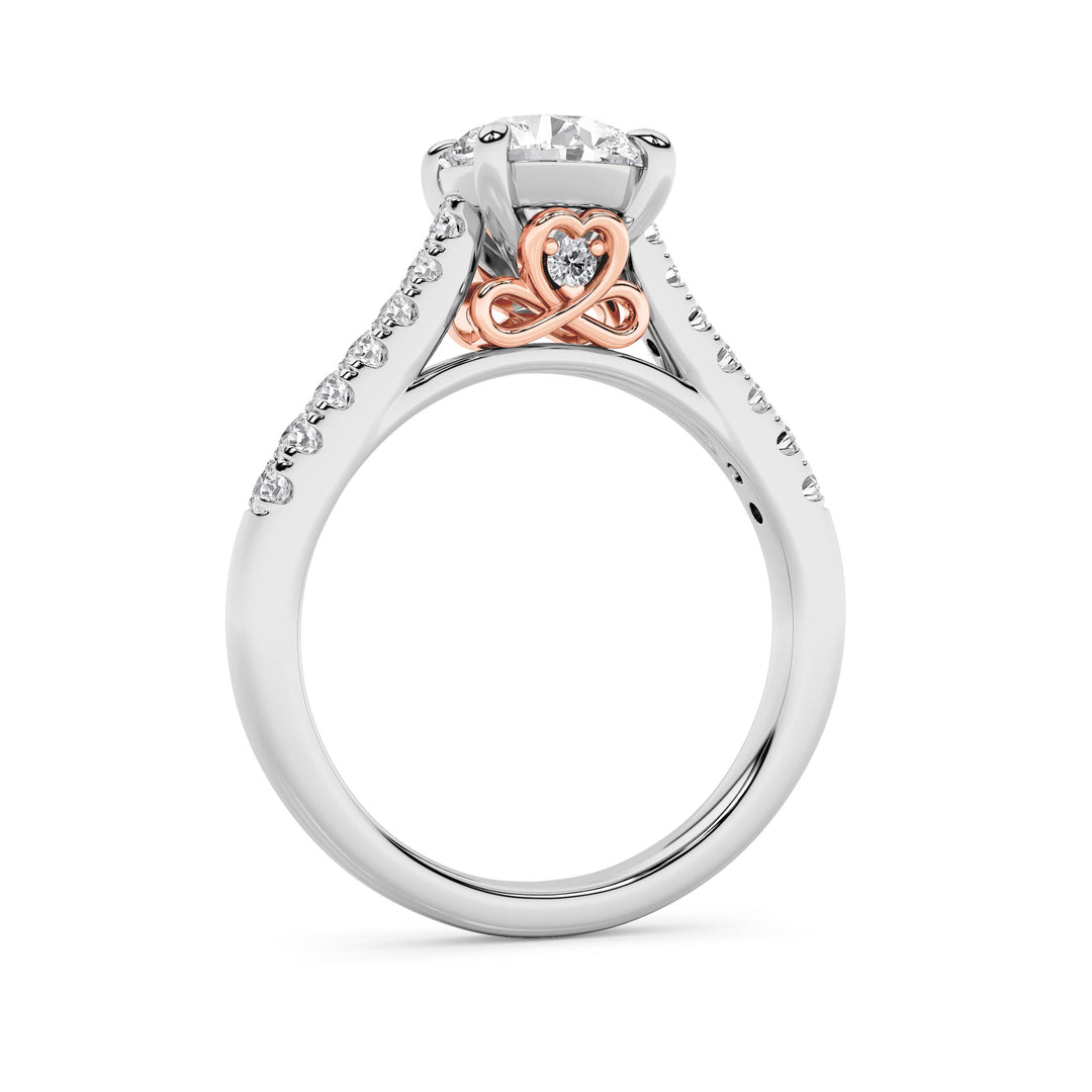 2.5Cttw Round Shaped Lab Grown Diamond (F/VS) Petite Shank Accented Engagement Ring in 14K Gold