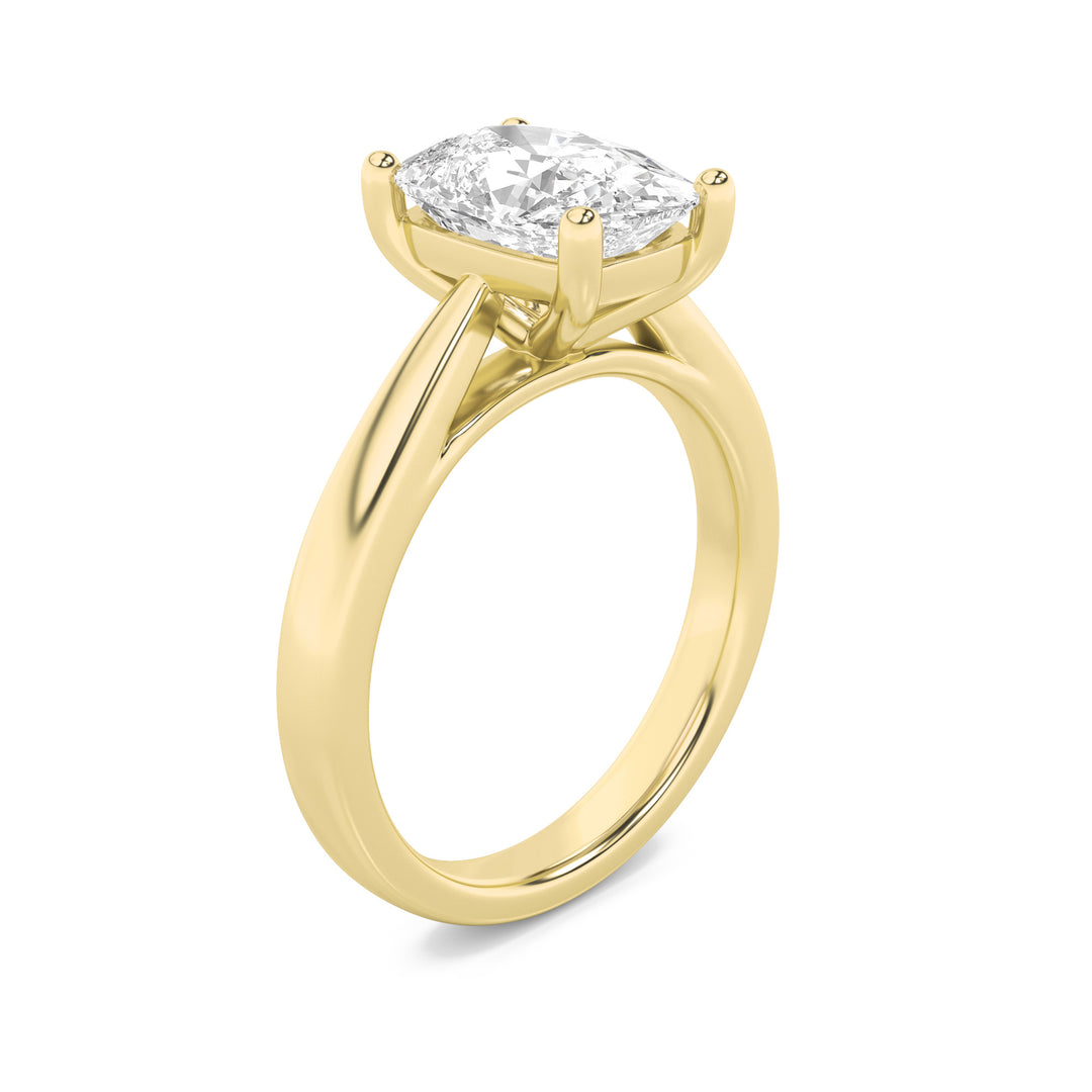 2Cttw Elongated Cushion Shaped Lab Grown Diamond (F/VVS) Classic Shank Solitaire Engagement Ring in14K Gold