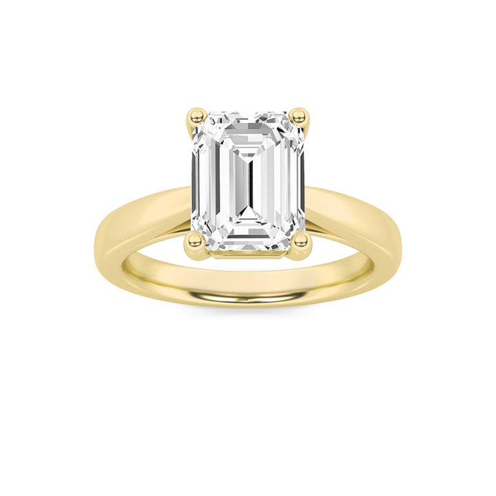 2Cttw Emerald Shaped Lab Grown Diamond (F/VS) Classic Shank Solitaire Engagement Ring in 14K Gold