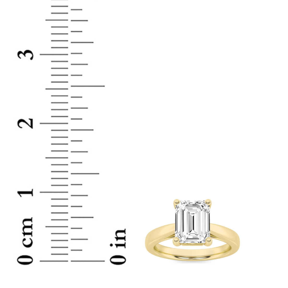 2Cttw Emerald Shaped Lab Grown Diamond (F/VS) Classic Shank Solitaire Engagement Ring in 14K Gold