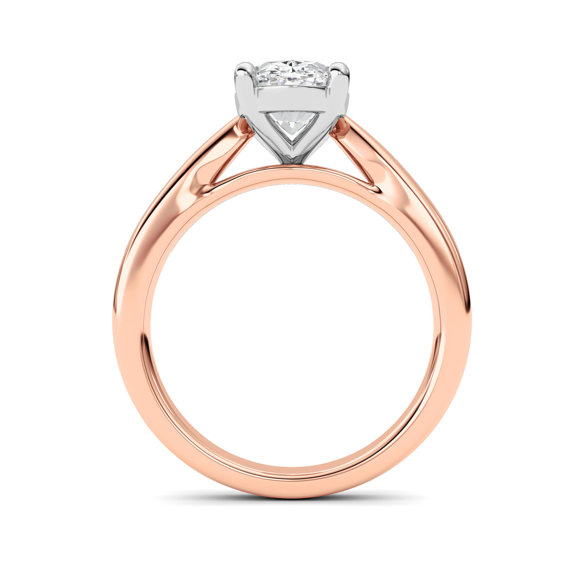 2Cttw Oval Shaped Lab Grown Diamond (F/VS) Classic Shank Solitaire Two Tone Engagement Ring in 14K Gold