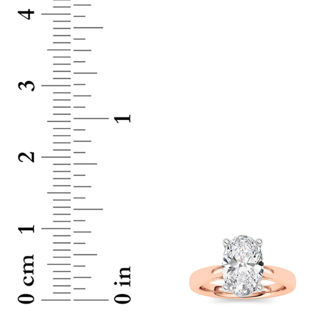 2Cttw Oval Shaped Lab Grown Diamond (F/VS) Classic Shank Solitaire Two Tone Engagement Ring in 14K Gold
