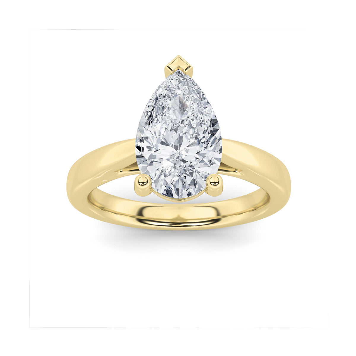 2Cttw Pear Shaped Lab Grown Diamond (F/VS) Classic Shank Solitaire Engagement Ring in 14K Gold