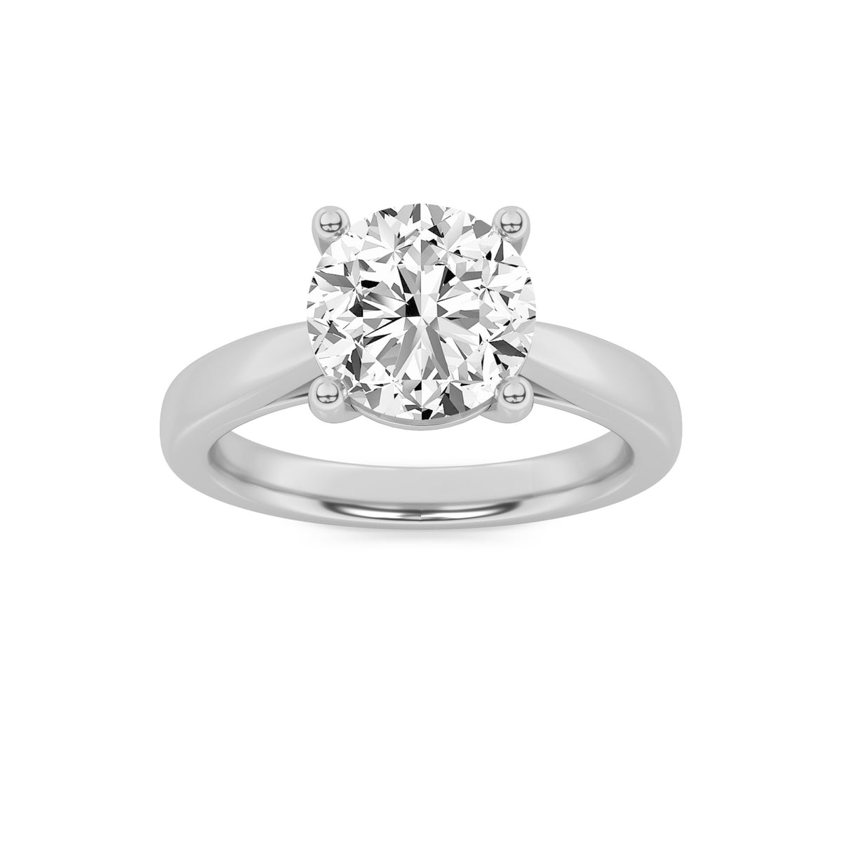 1Cttw Round Shaped Lab Grown Diamond (F/VS) Classic Shank Solitaire Engagement Ring in 14K Gold