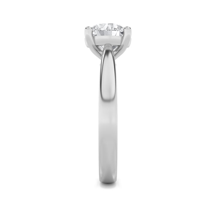 1Cttw Round Shaped Lab Grown Diamond (F/VS) Classic Shank Solitaire Engagement Ring in 14K Gold