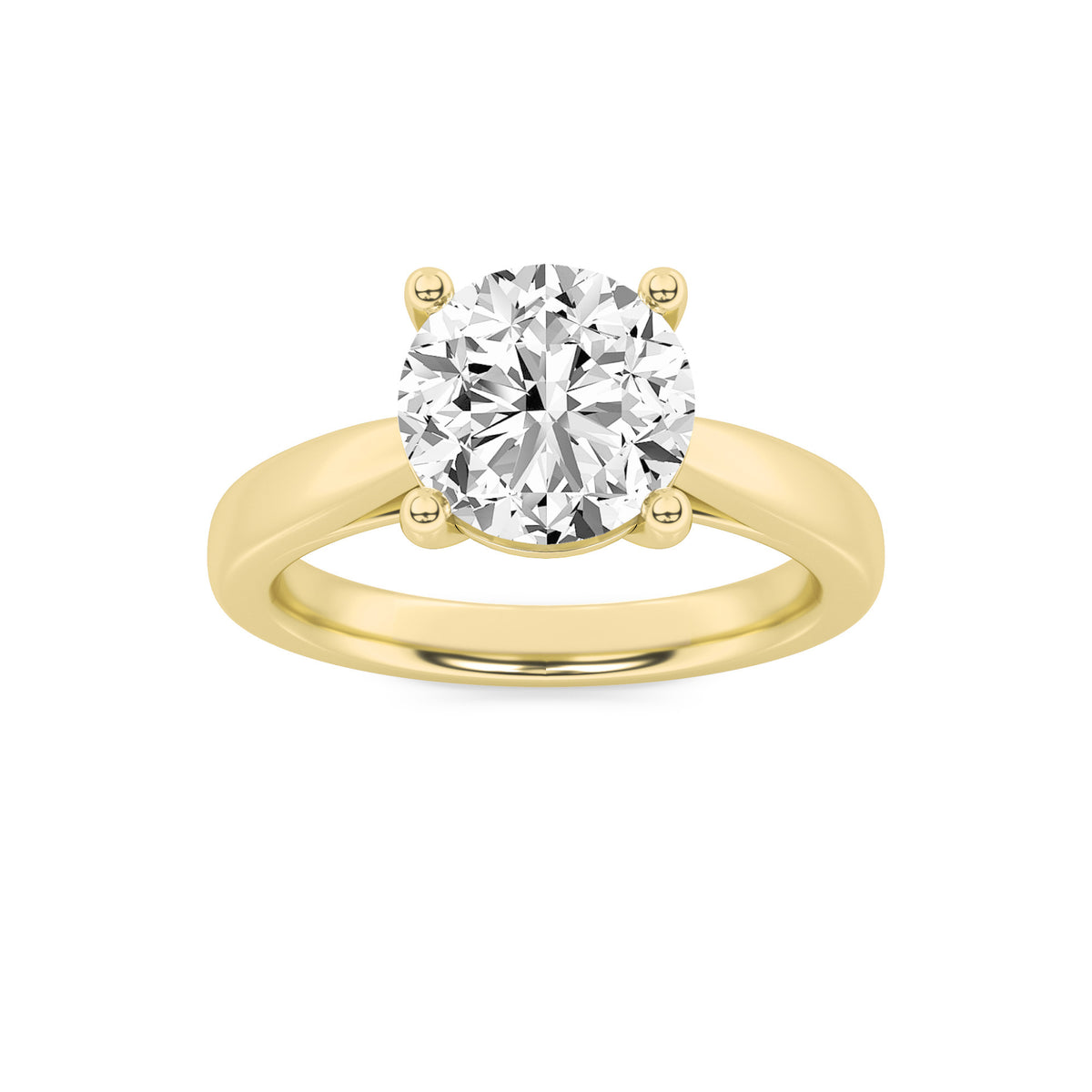 1Cttw Round Shaped Lab Grown Diamond (G/VS) Classic Shank Solitaire Engagement Ring in 14K Gold