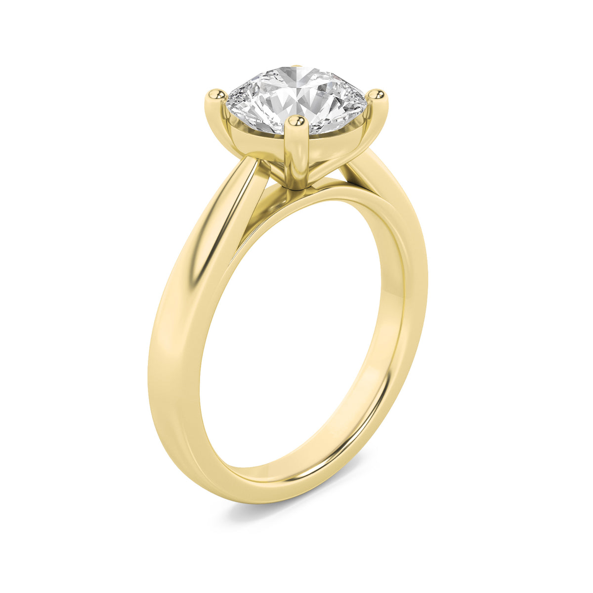 1Cttw Round Shaped Lab Grown Diamond (G/VS) Classic Shank Solitaire Engagement Ring in 14K Gold